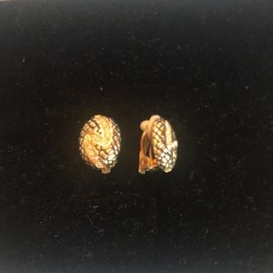 Goldtone and CZ Clip Earrings